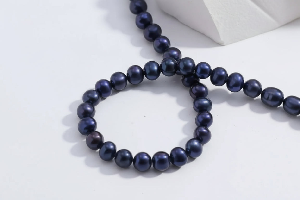 Stunning Dark Blue Freshwater Pearl Necklace