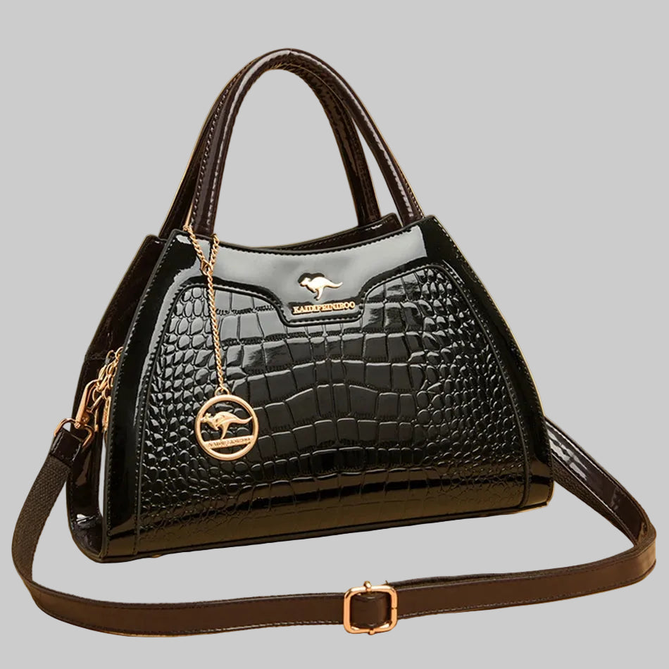 Sleek Women’s Patent Leather Bag with Organized Interior