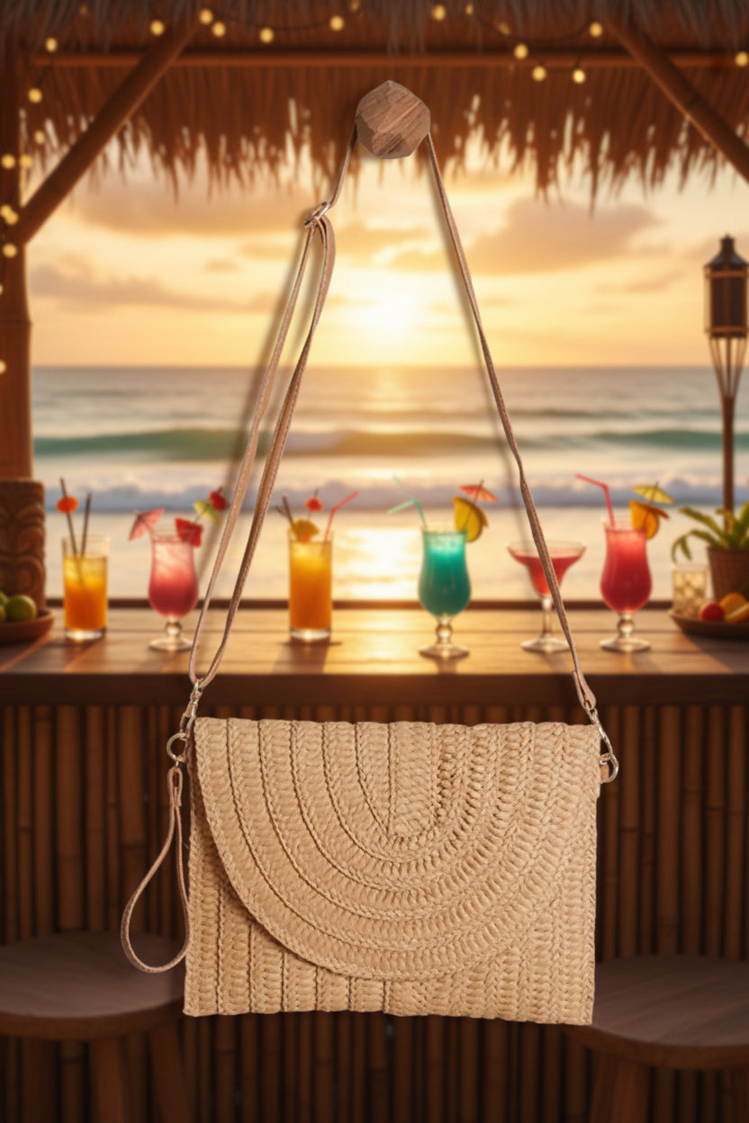 Woven Straw Crossbody Bag with Adjustable Strap