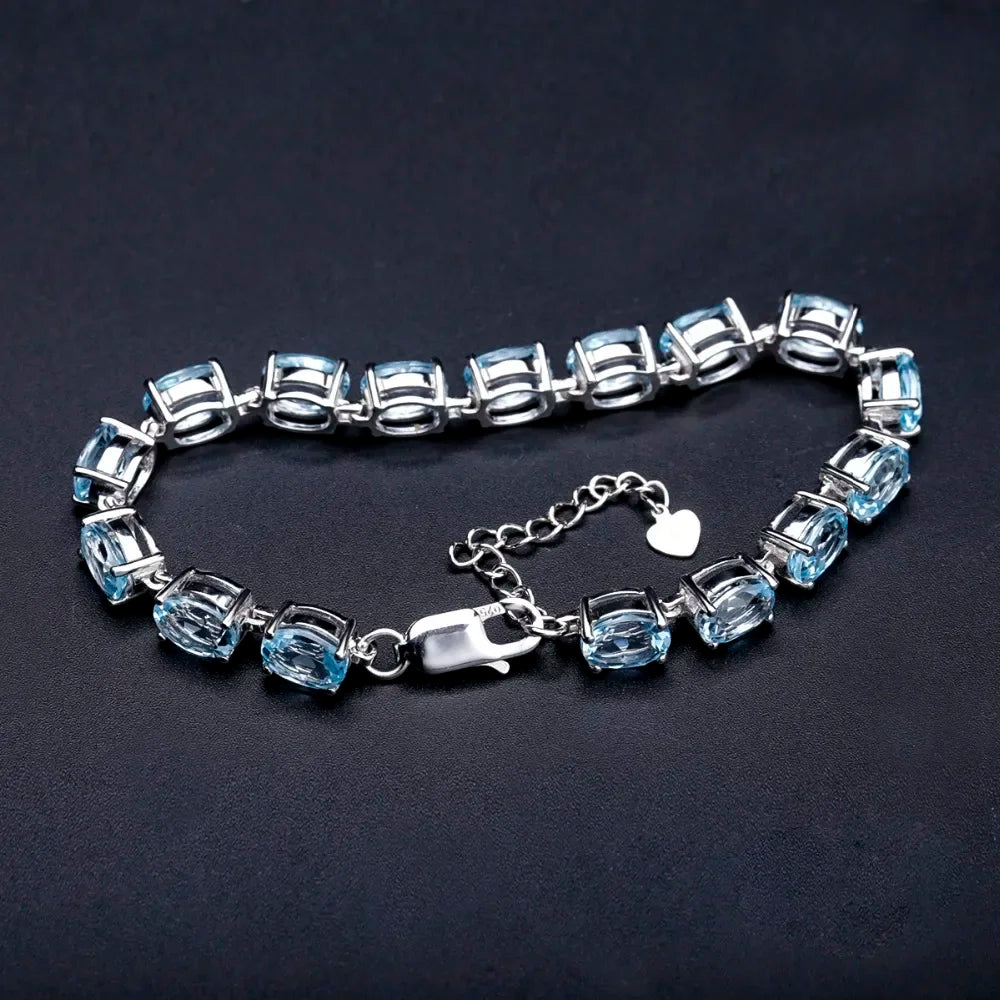 Classic Natural Sky Blue Topaz Bracelet in Sterling Silver.  Elegant and Refined.