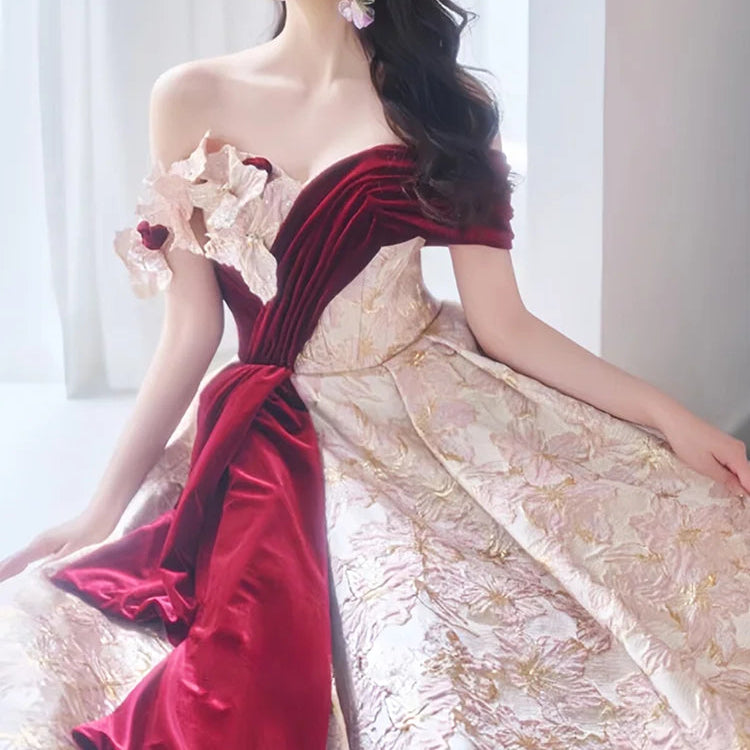 French Style Evening Dress  Slash Neck Lace Up     Up to 4XL