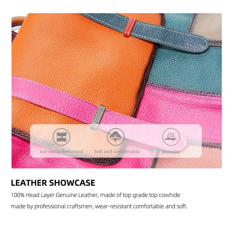 Multicolor Patchwork Leather Backpack. Wear Resistant.