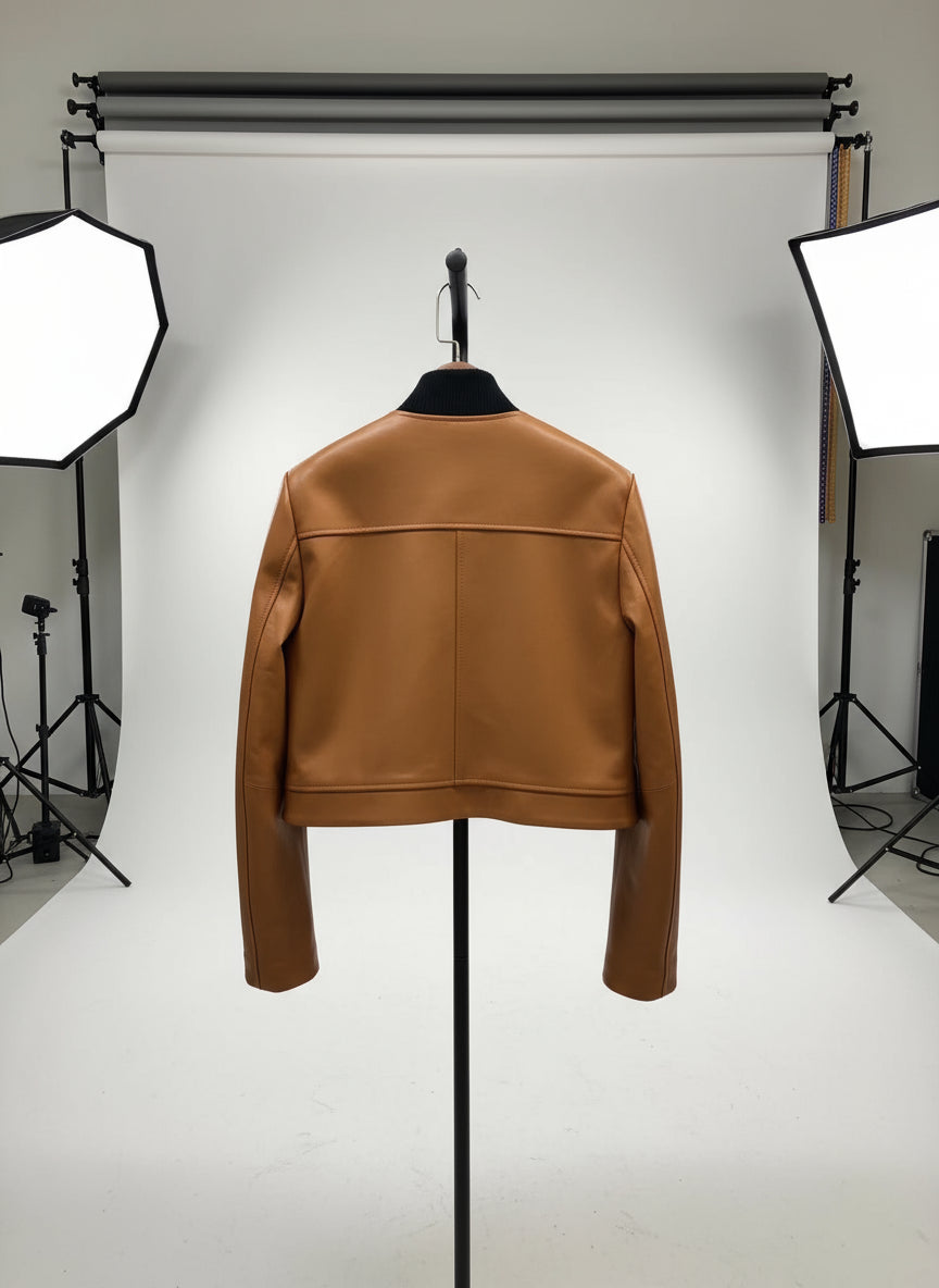 Ladies Plus Size Genuine Leather Short Jackets.