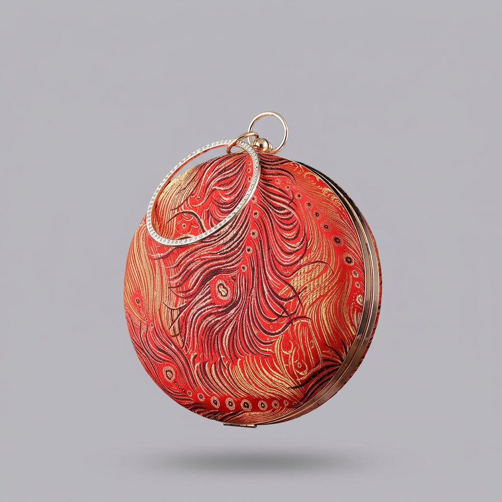 Vintage Vibrant Round Clutch Bag