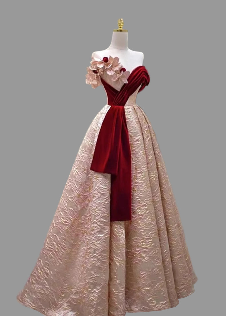 French Style Evening Dress  Slash Neck Lace Up     Up to 4XL