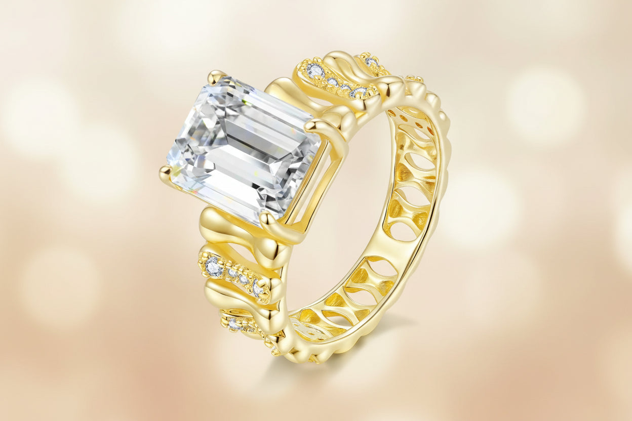 Modern Emerald‑Cut Moissanite Ring — Bold, Classic, Unapologetically Chic