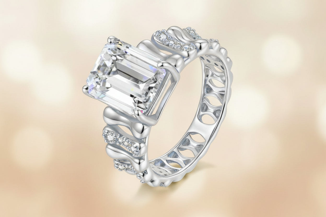 Modern Emerald‑Cut Moissanite Ring — Bold, Classic, Unapologetically Chic