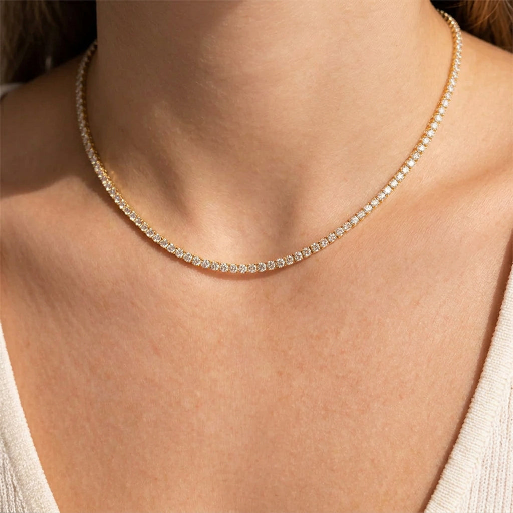 Moissanite  Diamond Tennis Choker Necklace