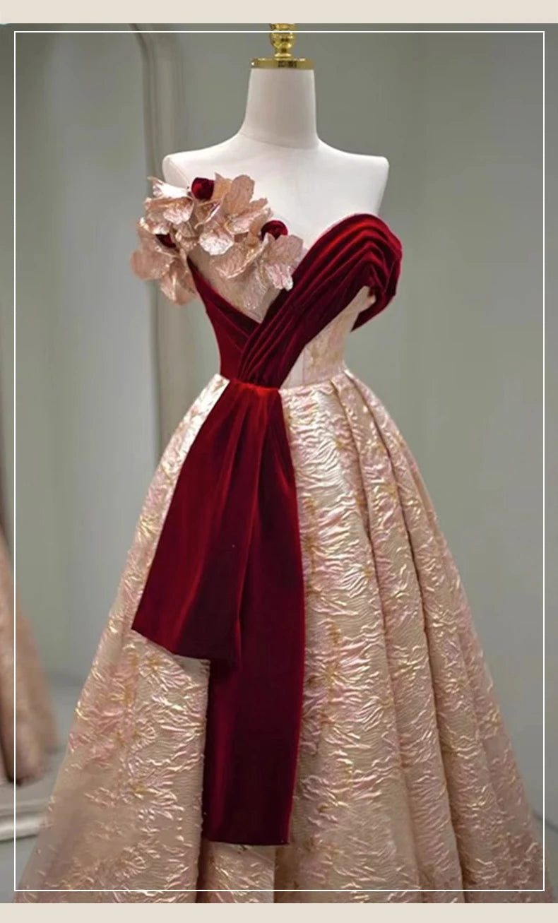 French Style Evening Dress  Slash Neck Lace Up     Up to 4XL