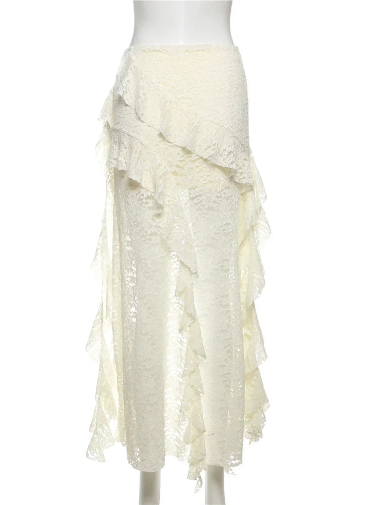 Multi Layered Ruffle Lace Skirt in Three Classic Colors