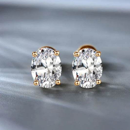 Moissanite Diamond Stud Earrings — 10K Solid Gold