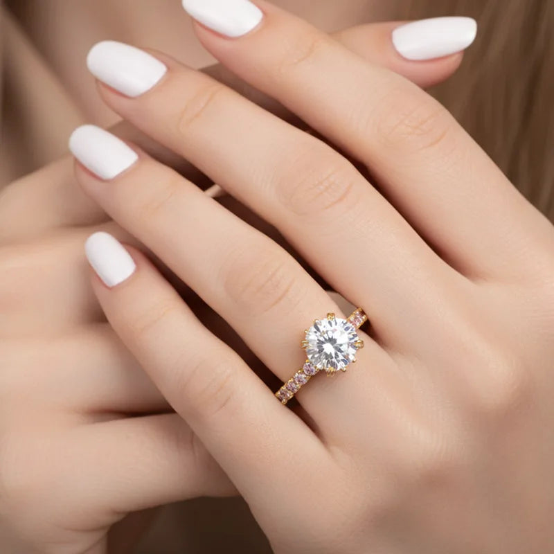 3‑Carat Moissanite Solitaire Ring with Side Accents