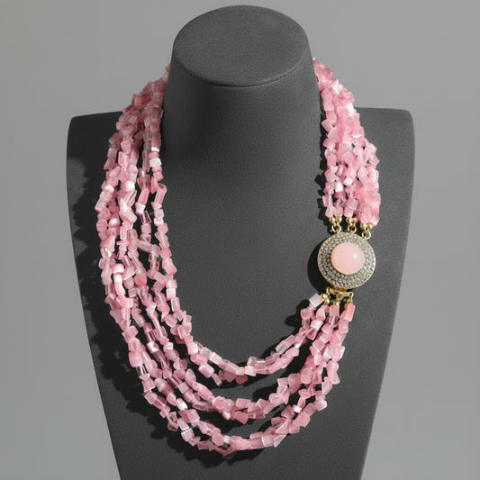 Handcrafted Vintage Rose Quartz Choker Necklace