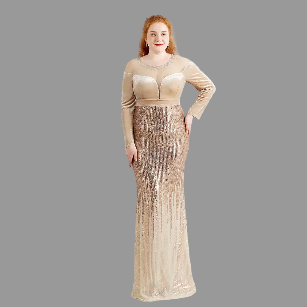 Curvy in Red Velvet.  Sleek Gown Off the Shoulder for Up To 4XL