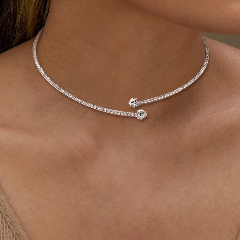 Moissanite Torque Choker Necklace — VVS1, D‑Color