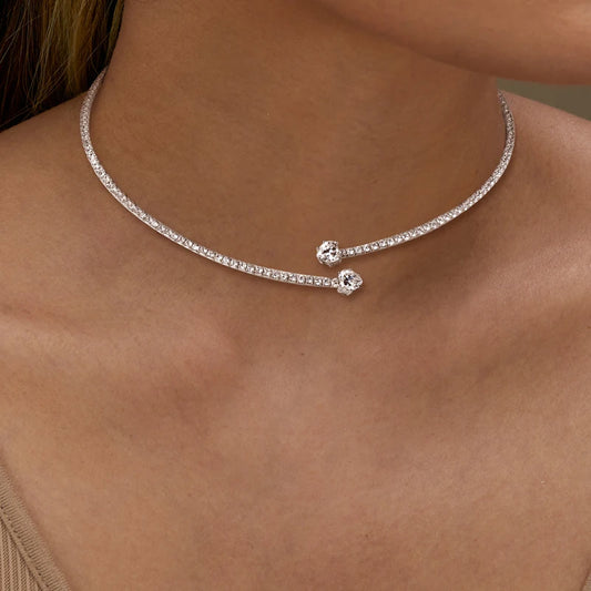 Moissanite Torque Choker Necklace — VVS1, D‑Color
