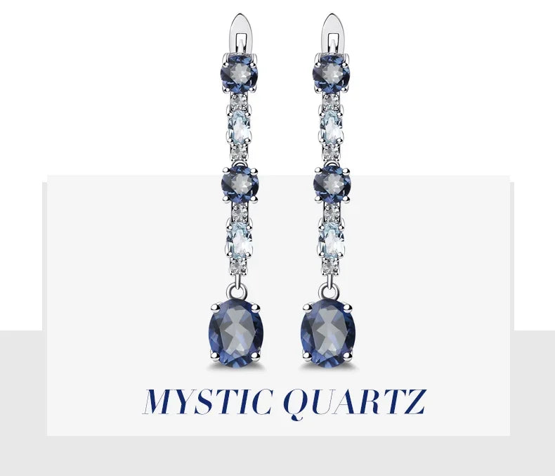 5ct of elegant mystic quartz blue drop earrings. Crafted to capture those special  moments