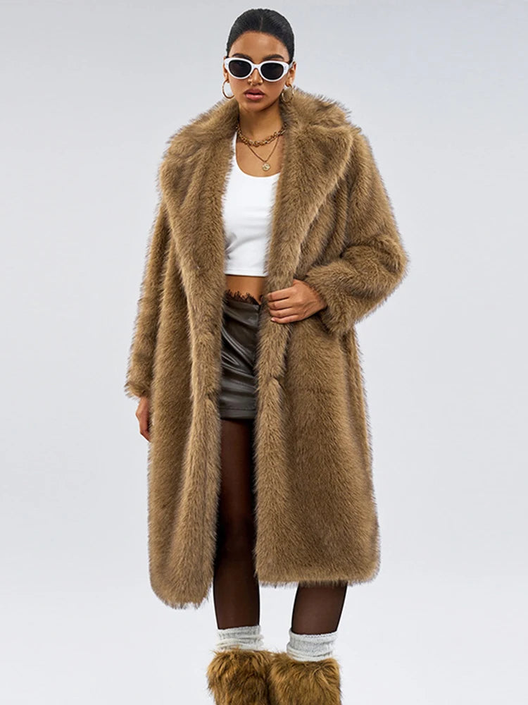 Casual Everyday Faux Fur Coat  Perfect for Layering  with Versatile Design