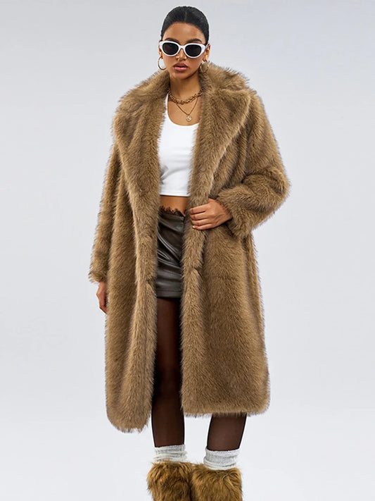 Casual Everyday Faux Fur Coat  Perfect for Layering  with Versatile Design