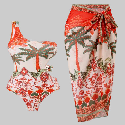 Patterned One‑Piece Swimsuit Set for Summer