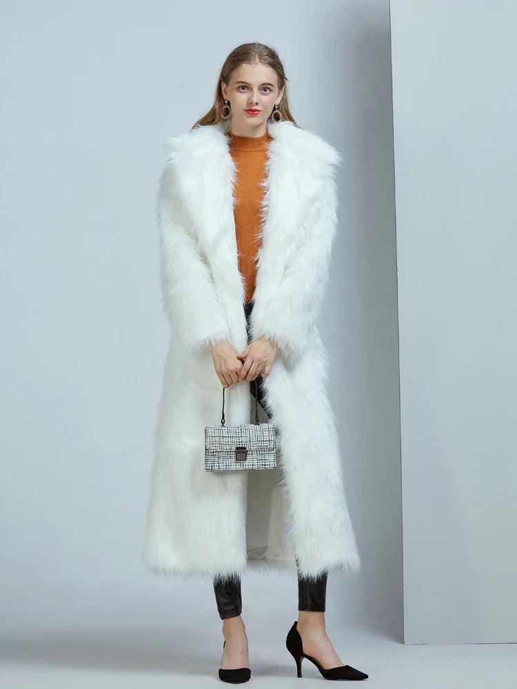 Fabulous Faux Fur Coat Designed to Turn Heads. Vibrant Blue, Pink or Traditional White or Black