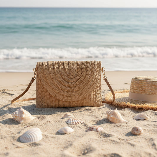 Woven Straw Crossbody Bag with Adjustable Strap