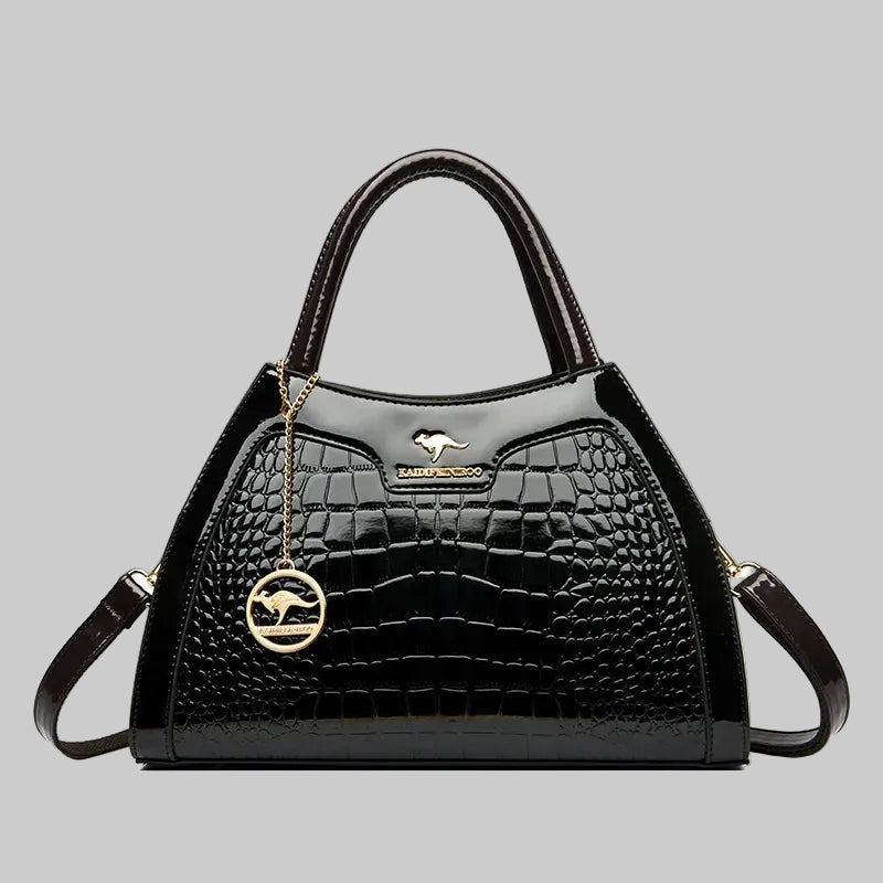 Sleek Women’s Patent Leather Bag with Organized Interior