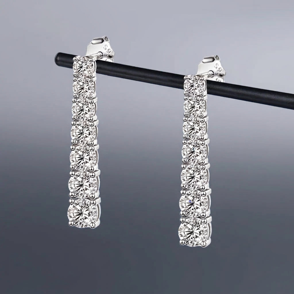 2.82CT Moissanite Drop Earrings – 18K White Gold Plated