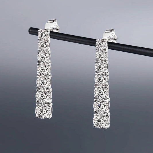 2.82CT Moissanite Drop Earrings – 18K White Gold Plated