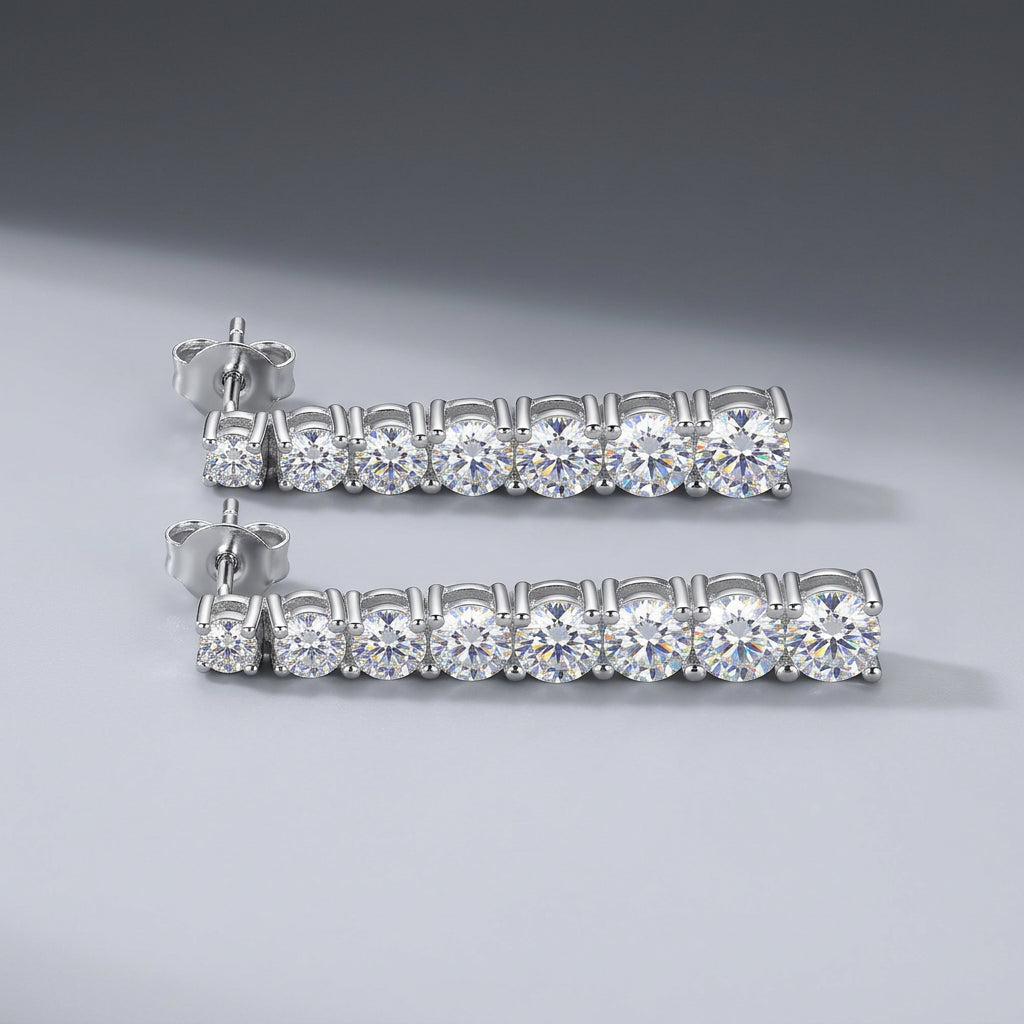 2.82CT Moissanite Drop Earrings – 18K White Gold Plated