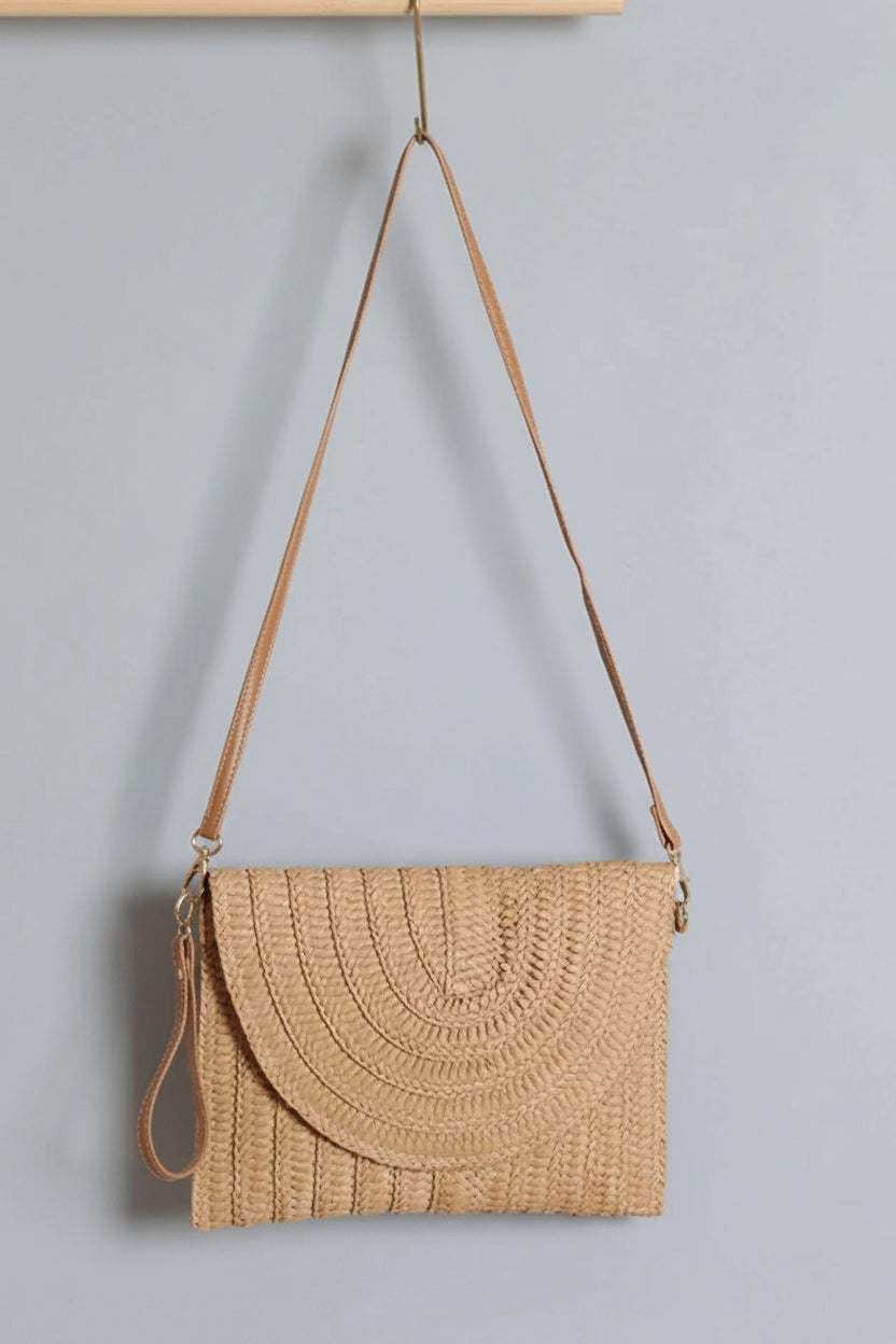 Woven Straw Crossbody Bag with Adjustable Strap