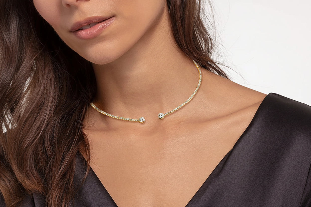 Moissanite Torque Choker Necklace — VVS1, D‑Color