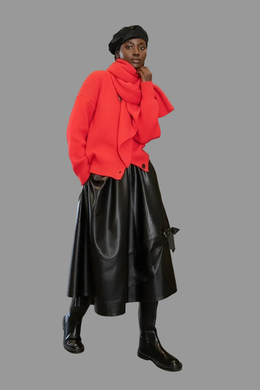 Bowknot Genuine Leather Skirt.  Eclectic and Stylish.