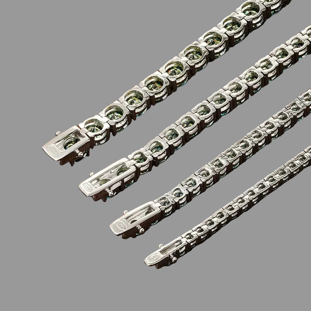 Exquisite Green Moissanite Diamond Tennis Bracelet