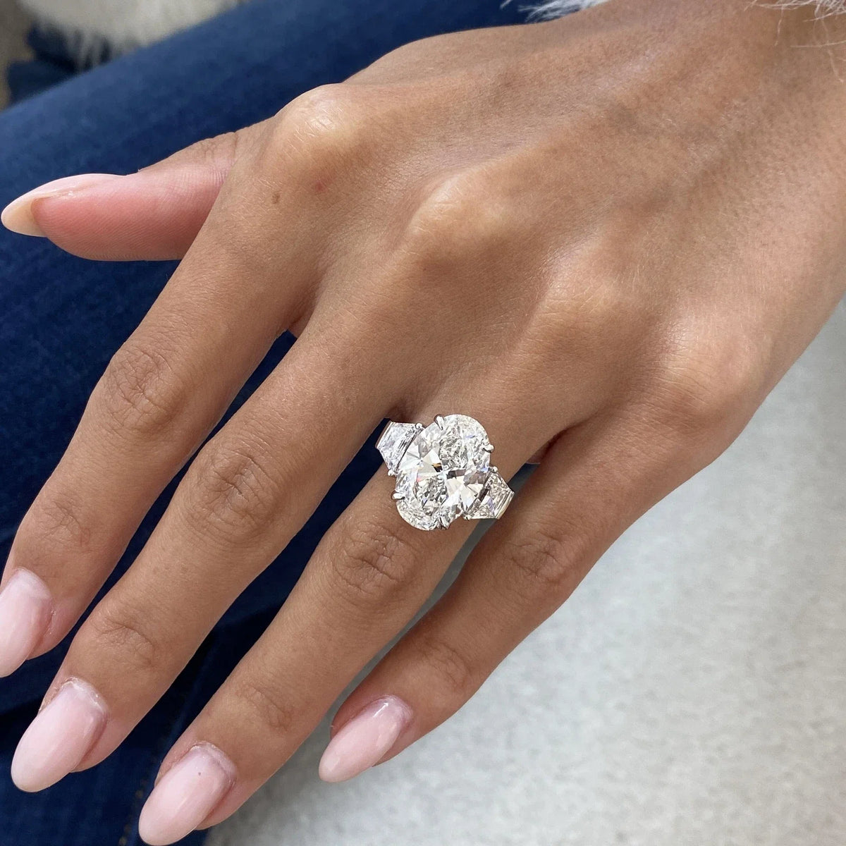 Forever Yours Oval Three-Stone Platinum Engagement Ring
