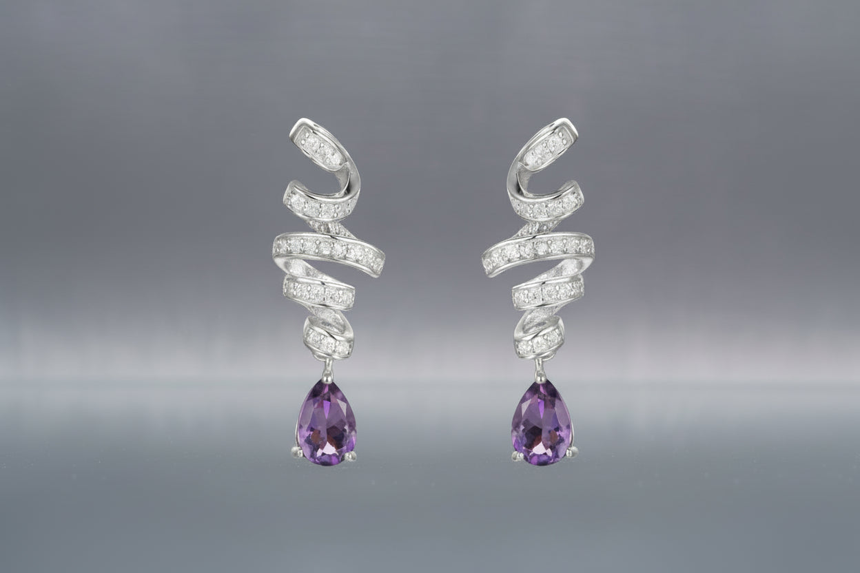 Natural Amethyst Pear Drop Earrings.  Perfect for that Special Occasion