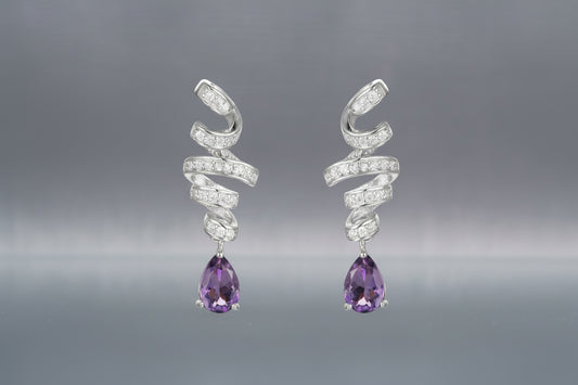 Natural Amethyst Pear Drop Earrings.  Perfect for that Special Occasion