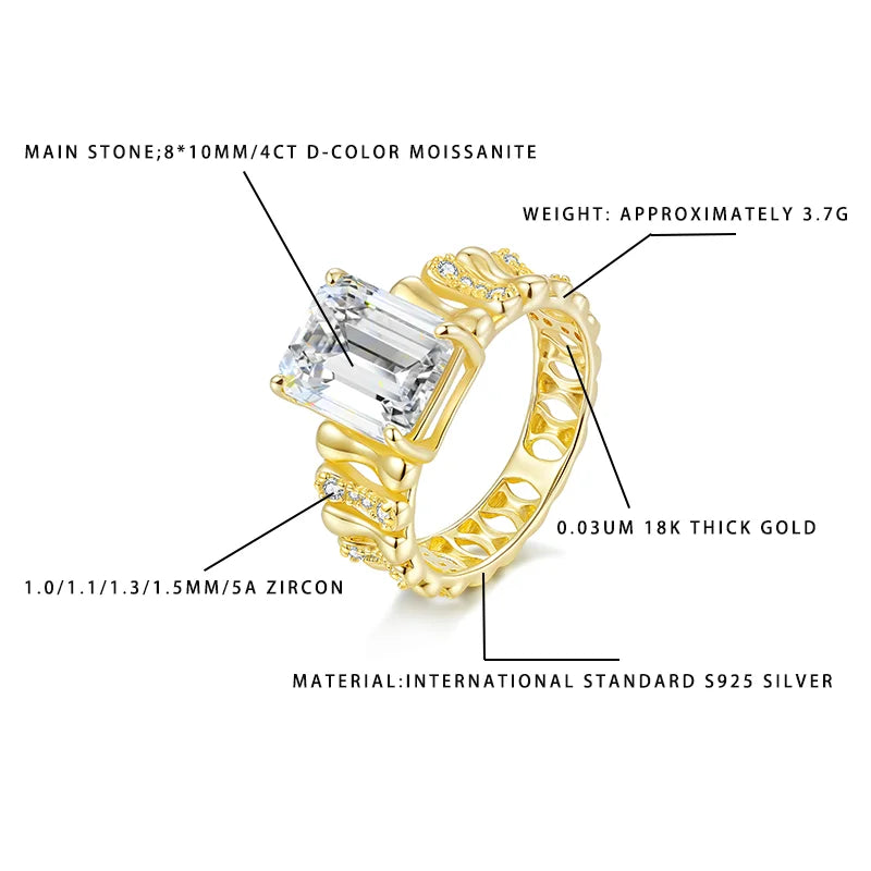 Modern Emerald‑Cut Moissanite Ring — Bold, Classic, Unapologetically Chic