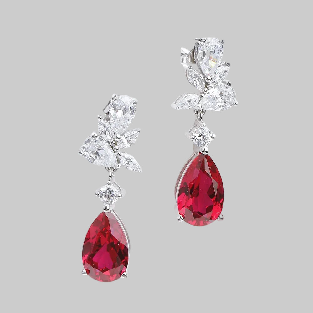 6 Carat Cultivated Ruby and Diamond Earrings