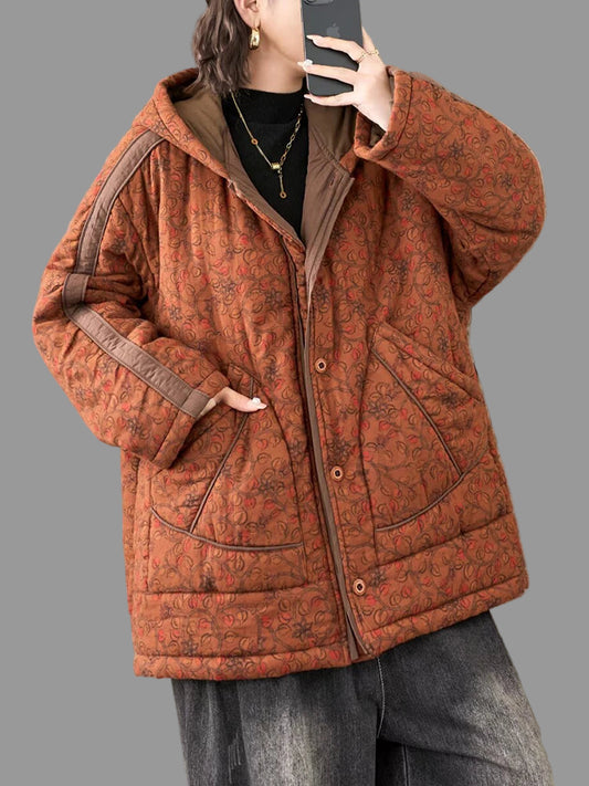 Warm Padded, Patterned Parka.  Casual fit.  Oversize and Warm