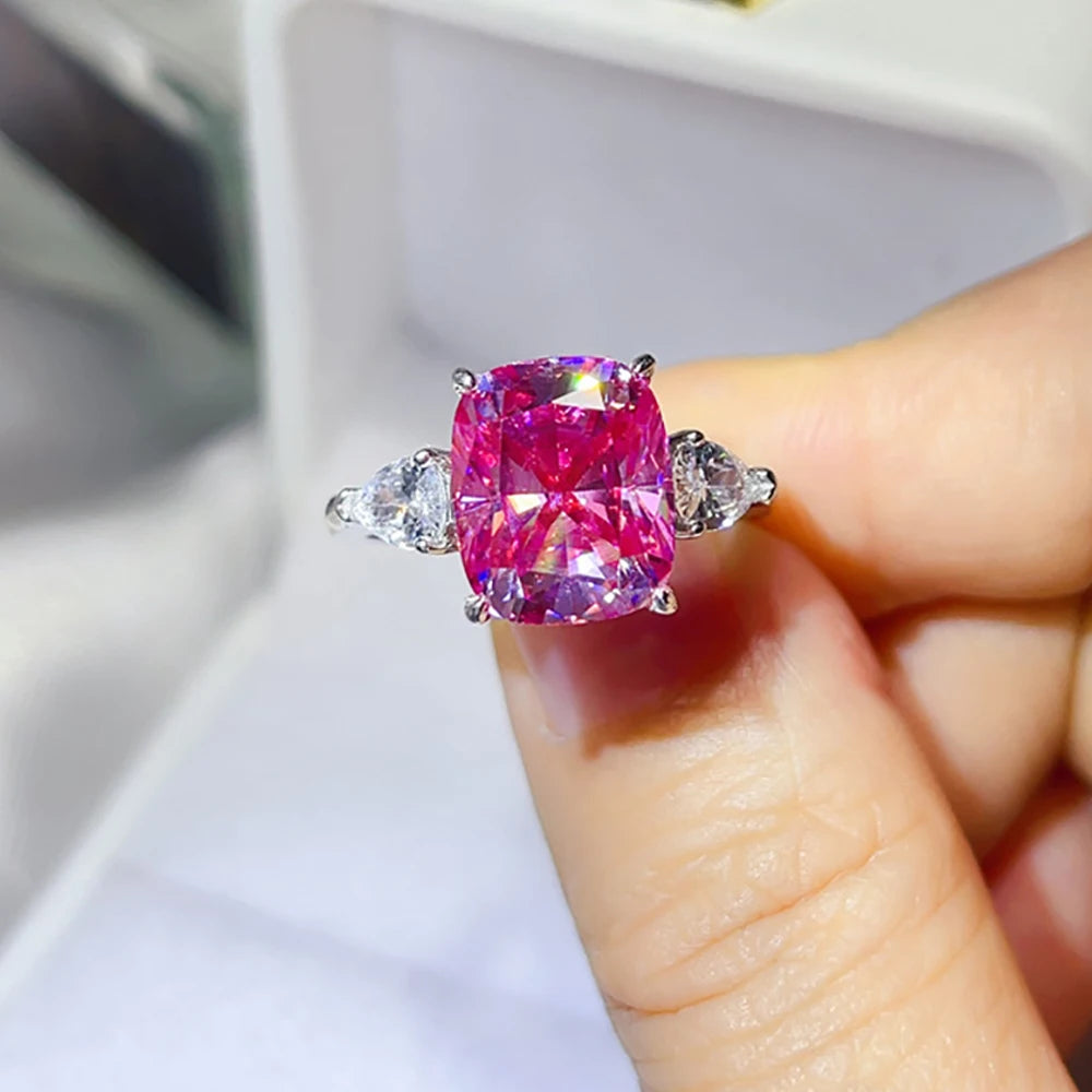 Timeless 5 Carat Pink Moissanite Ring.