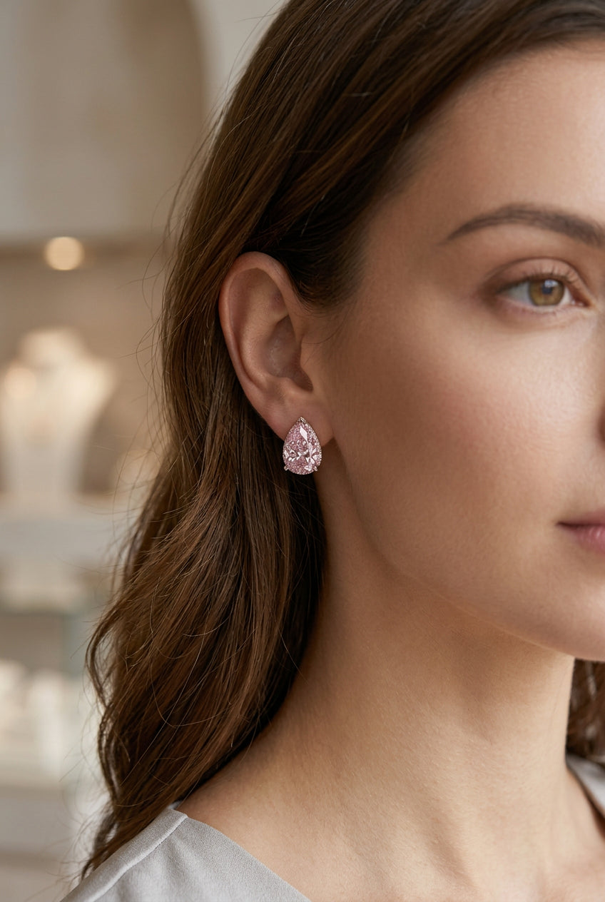 Stunning Pink Diamond Stud Earrings