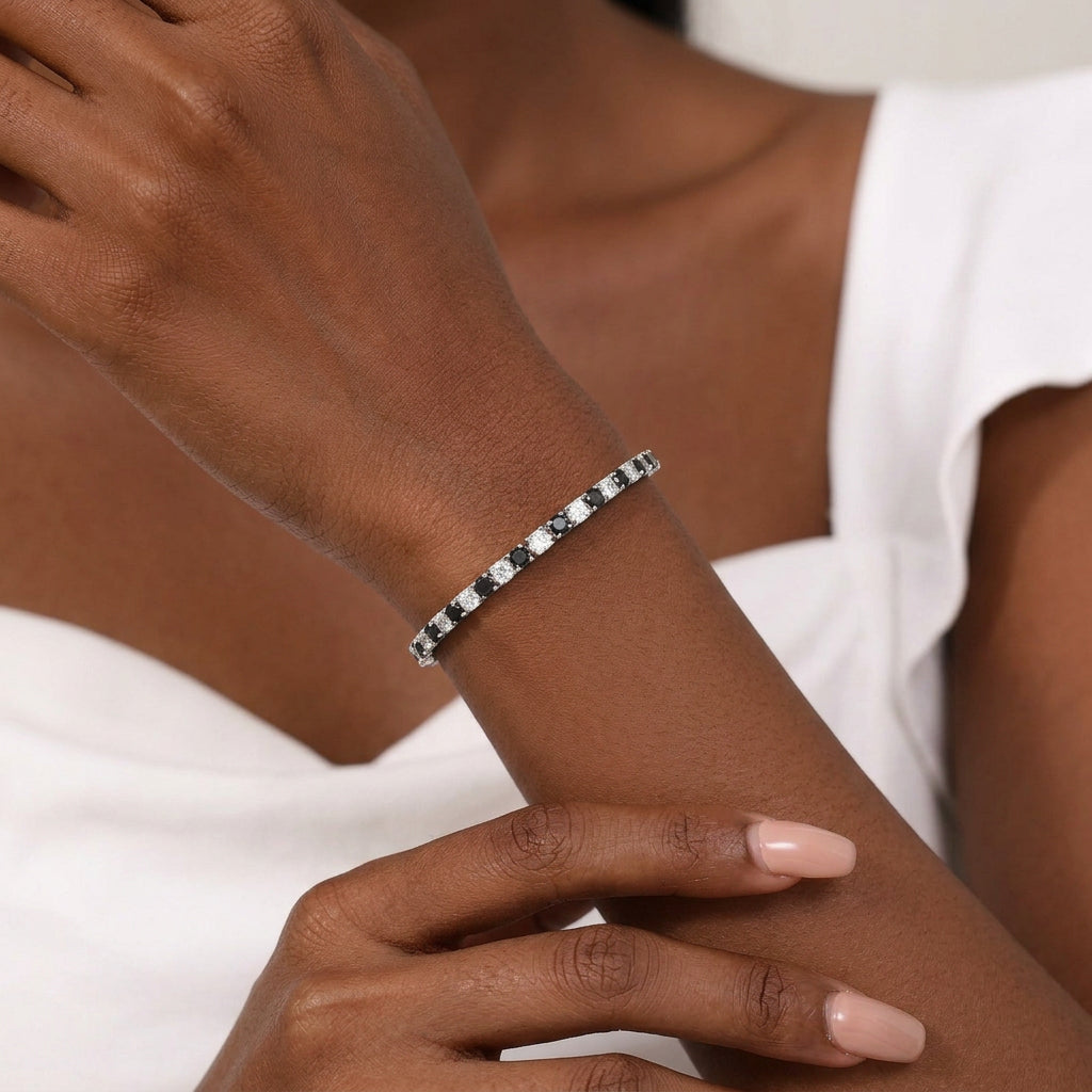 Black & White Moissanite Tennis Bracelet
