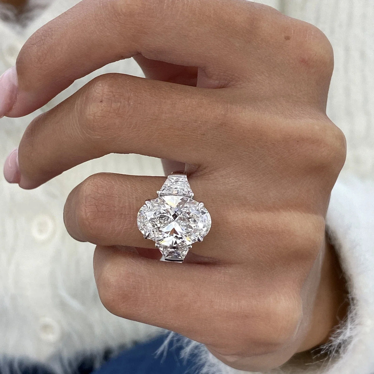 Forever Yours Oval Three-Stone Platinum Engagement Ring