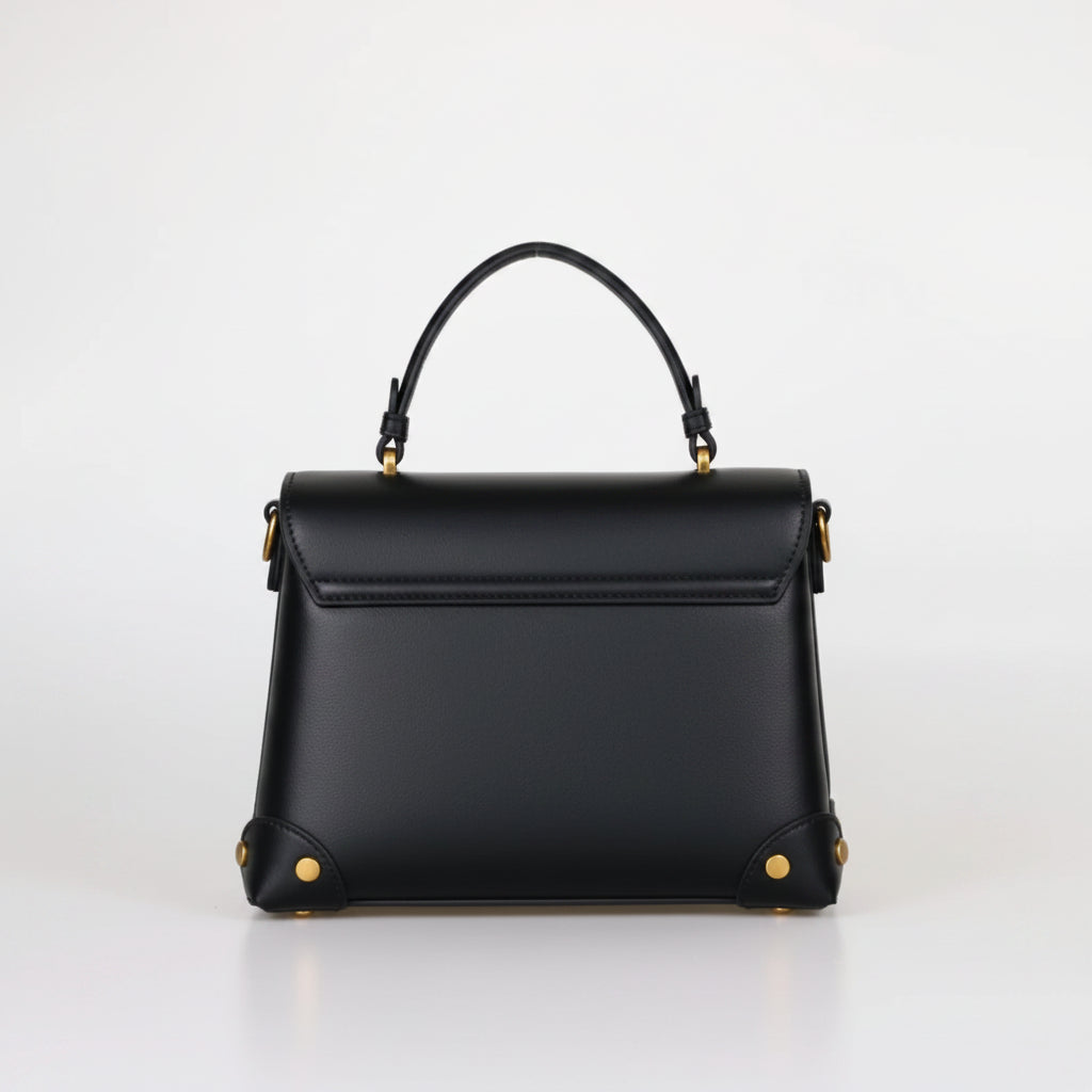 Retro Style Leather, Compact Bag with Cat Graphics