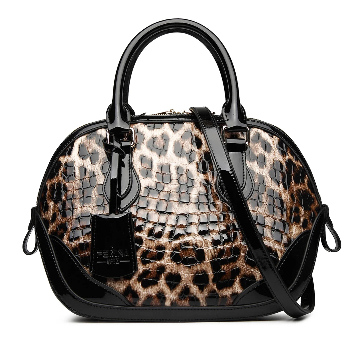 Designer Leopard Print Leather Tote Bag. Hard Outer Shell Giving a Polished Professional Look