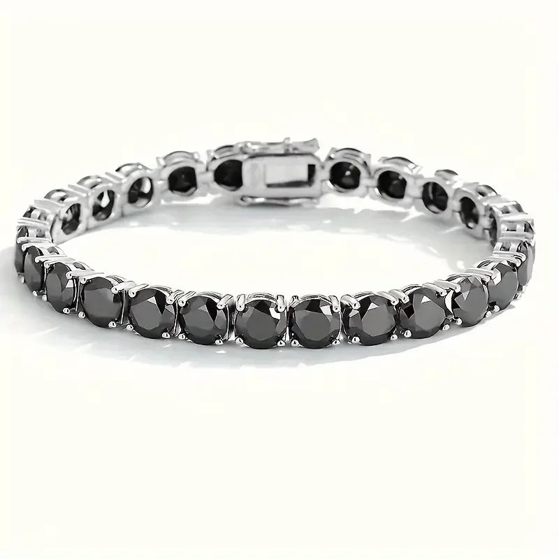 Black Moissanite Bracelet — 925 Sterling Silver