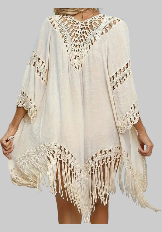 Tassel‑Trimmed Boho Beach Cover‑Up