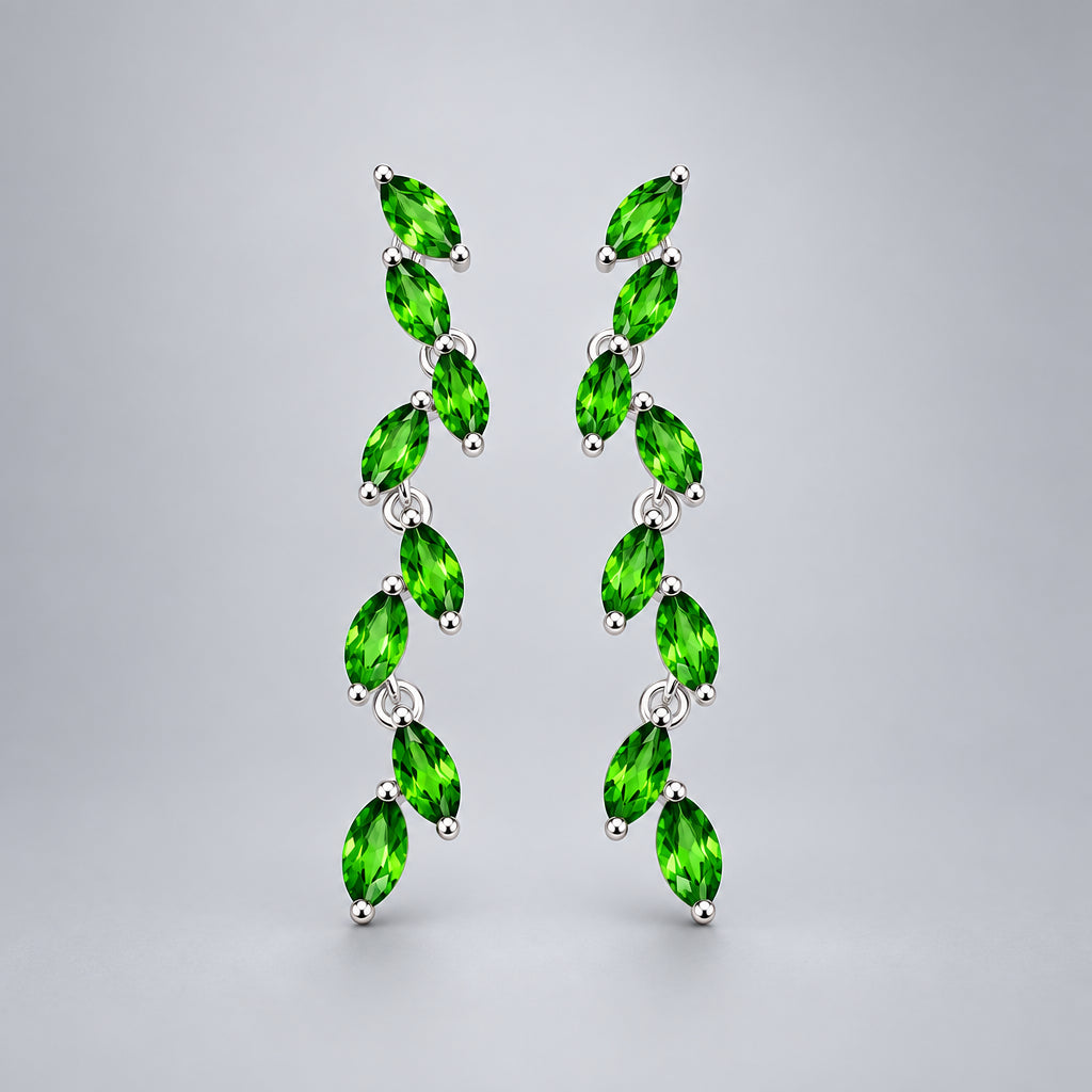 Elegant Green Sparkle Drop Earrings