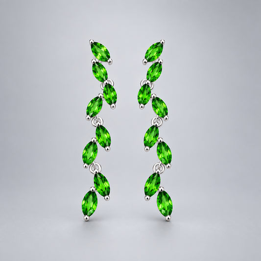 Elegant Green Sparkle Drop Earrings